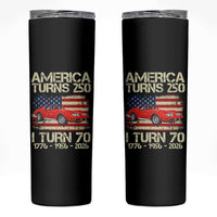 America Turns 250 I Turn 70 1956 70th Birthday Skinny Tumbler Sports Car Retro Americana