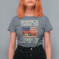 America Turns 250 I Turn 70 1956 70th Birthday T Shirt For Women Sports Car Retro Americana