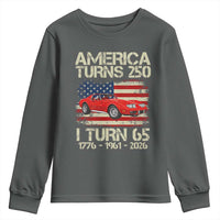 America Turns 250 I Turn 65 1961 65th Birthday Youth Sweatshirt Sports Car Retro Americana