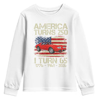 America Turns 250 I Turn 65 1961 65th Birthday Youth Sweatshirt Sports Car Retro Americana