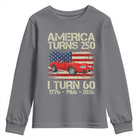 America Turns 250 I Turn 60 1966 60th Birthday Youth Sweatshirt Sports Car Retro Americana