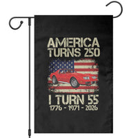 America Turns 250 I Turn 55 1971 55th Birthday Garden Flag Sports Car Retro Americana