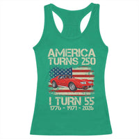America Turns 250 I Turn 55 1971 55th Birthday Racerback Tank Top Sports Car Retro Americana