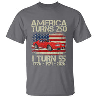 America Turns 250 I Turn 55 1971 55th Birthday T Shirt Sports Car Retro Americana