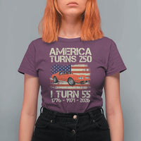 America Turns 250 I Turn 55 1971 55th Birthday T Shirt For Women Sports Car Retro Americana