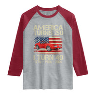 America Turns 250 I Turn 40 1986 40th Birthday Raglan Shirt Sports Car Retro Americana