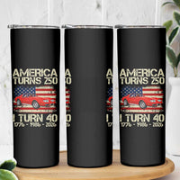 America Turns 250 I Turn 40 1986 40th Birthday Skinny Tumbler Sports Car Retro Americana