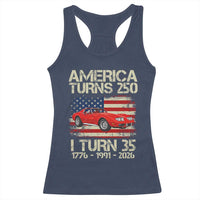 America Turns 250 I Turn 35 1991 35th Birthday Racerback Tank Top Sports Car Retro Americana
