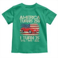 America Turns 250 I Turn 35 1991 35th Birthday Toddler T Shirt Sports Car Retro Americana