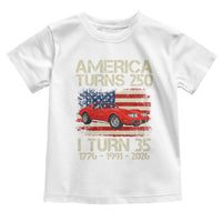 America Turns 250 I Turn 35 1991 35th Birthday Toddler T Shirt Sports Car Retro Americana
