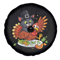 Funny Thanksgiving Cat Pilgrim Eat Turkey Spare Tire Cover - Wonder Print Shop