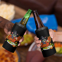 Funny Thanksgiving Cat Pilgrim Eat Turkey 4 in 1 Can Cooler Tumbler