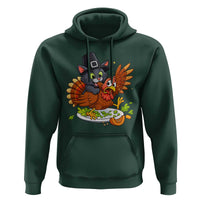Funny Thanksgiving Cat Pilgrim Eat Turkey Hoodie - Wonder Print Shop