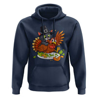 Funny Thanksgiving Cat Pilgrim Eat Turkey Hoodie - Wonder Print Shop