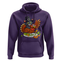 Funny Thanksgiving Cat Pilgrim Eat Turkey Hoodie - Wonder Print Shop