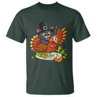 Funny Thanksgiving Cat Pilgrim Eat Turkey T Shirt - Wonder Print Shop