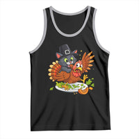 Funny Thanksgiving Cat Pilgrim Eat Turkey Tank Top - Wonder Print Shop