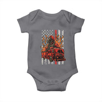 Firefighter Patriotic Fire Truck Fireman American Flag Baby Onesie - Wonder Print Shop