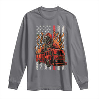 Firefighter Patriotic Fire Truck Fireman American Flag Long Sleeve Shirt - Wonder Print Shop
