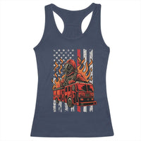 Firefighter Patriotic Fire Truck Fireman American Flag Racerback Tank Top - Wonder Print Shop