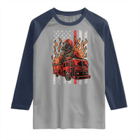 Firefighter Patriotic Fire Truck Fireman American Flag Raglan Shirt - Wonder Print Shop