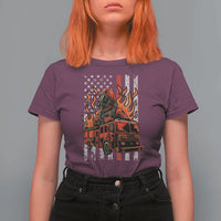 Firefighter Patriotic Fire Truck Fireman American Flag T Shirt For Women - Wonder Print Shop