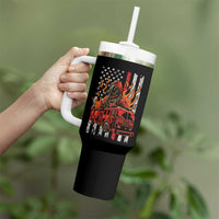 Firefighter Patriotic Fire Truck Fireman American Flag Tumbler With Handle