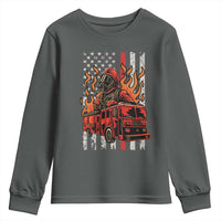 Firefighter Patriotic Fire Truck Fireman American Flag Youth Sweatshirt - Wonder Print Shop