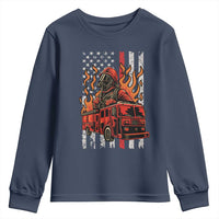 Firefighter Patriotic Fire Truck Fireman American Flag Youth Sweatshirt - Wonder Print Shop