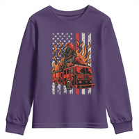 Firefighter Patriotic Fire Truck Fireman American Flag Youth Sweatshirt - Wonder Print Shop