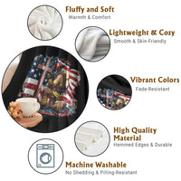 Fireman American Flag Throw Blanket Firefighter Christian Cross Bible - Wonder Print Shop