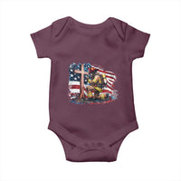 Fireman American Flag Baby Onesie Firefighter Christian Cross Bible - Wonder Print Shop