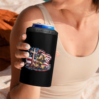 Fireman American Flag 4 in 1 Can Cooler Tumbler Firefighter Christian Cross Bible