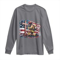 Fireman American Flag Long Sleeve Shirt Firefighter Christian Cross Bible - Wonder Print Shop