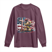Fireman American Flag Long Sleeve Shirt Firefighter Christian Cross Bible - Wonder Print Shop