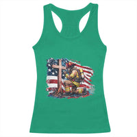Fireman American Flag Racerback Tank Top Firefighter Christian Cross Bible - Wonder Print Shop