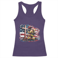 Fireman American Flag Racerback Tank Top Firefighter Christian Cross Bible - Wonder Print Shop