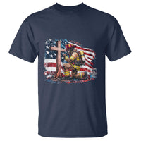 Fireman American Flag T Shirt Firefighter Christian Cross Bible - Wonder Print Shop