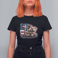 Fireman American Flag T Shirt For Women Firefighter Christian Cross Bible - Wonder Print Shop