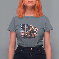 Fireman American Flag T Shirt For Women Firefighter Christian Cross Bible - Wonder Print Shop