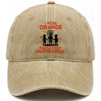 Native American Child Orange Shirt Day Washed Cotton Baseball Cap I Wear Orange For Every Native Child
