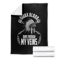 Native American Idian Chief Throw Blanket Sioux Blood Runs Through My Veins - Wonder Print Shop
