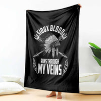 Native American Idian Chief Throw Blanket Sioux Blood Runs Through My Veins - Wonder Print Shop