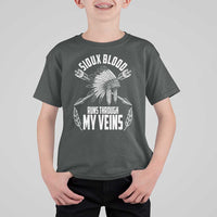 Native American Idian Chief T Shirt For Kid Sioux Blood Runs Through My Veins - Wonder Print Shop
