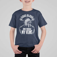 Native American Idian Chief T Shirt For Kid Sioux Blood Runs Through My Veins - Wonder Print Shop