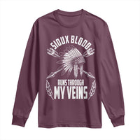 Native American Idian Chief Long Sleeve Shirt Sioux Blood Runs Through My Veins - Wonder Print Shop