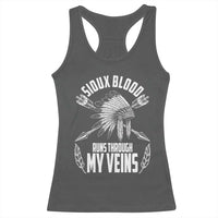 Native American Idian Chief Racerback Tank Top Sioux Blood Runs Through My Veins - Wonder Print Shop