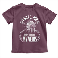 Native American Idian Chief Toddler T Shirt Sioux Blood Runs Through My Veins - Wonder Print Shop