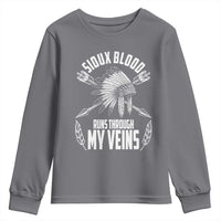 Native American Idian Chief Youth Sweatshirt Sioux Blood Runs Through My Veins - Wonder Print Shop