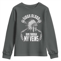 Native American Idian Chief Youth Sweatshirt Sioux Blood Runs Through My Veins - Wonder Print Shop